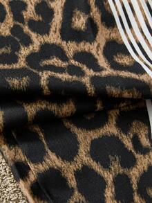 SWAVVY 豹纹宽松直筒男式裤子，校园风，街头风，秋季 - 彩色 - 查看 5