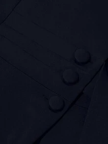 GlowEve CURVE 大码优雅通勤纯色系带腰身外套和裤子套装 - 藏蓝色 - 查看 4