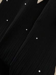 GlowEve CURVE Đầm midi dài tay phối màu dành cho nữ cỡ lớn, trang trí bằng ngọc trai và cổ áo nơ, phù hợp cho mọi mùa. - màu đen - Xem 8