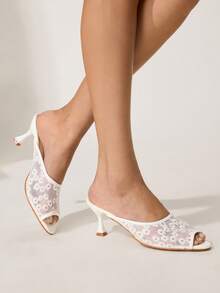 CUCCOO CHICEST Women's Fashion Daily Wear High Heel Sandals With Applique For Christmas - White - View 6