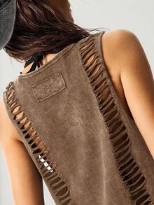 Bohemela Solid Color Knit Cropped Camisole For Women - Brown - View 2