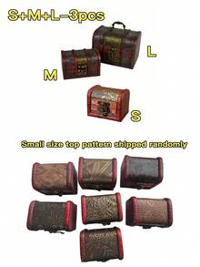 Bộ 3 hộp gỗ nhỏ họa tiết hoa, rương trang trí phong cách cổ điển đựng đồ trang sức lưu niệm, bộ sưu tập tiền xu và đồ trang trí nhà cửa (3 kích cỡ khác nhau) Hộp đựng đồ du lịch cho ngày tựu trường - Nhiều màu - Xem 10