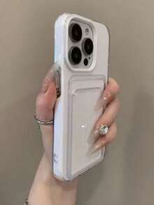 二合一糖果色卡槽手机壳，兼容苹果16、15、14、13、12、11 Pro Max、16 Plus、17、17 Pro Max，简约防摔透明软壳，防水防震防刮。 - 白色 - 查看 3