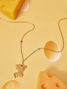 TOM & JERRY X SHEIN Christmas Limited Edition Cartoon Pattern Fashion Necklace - Gold - View 4