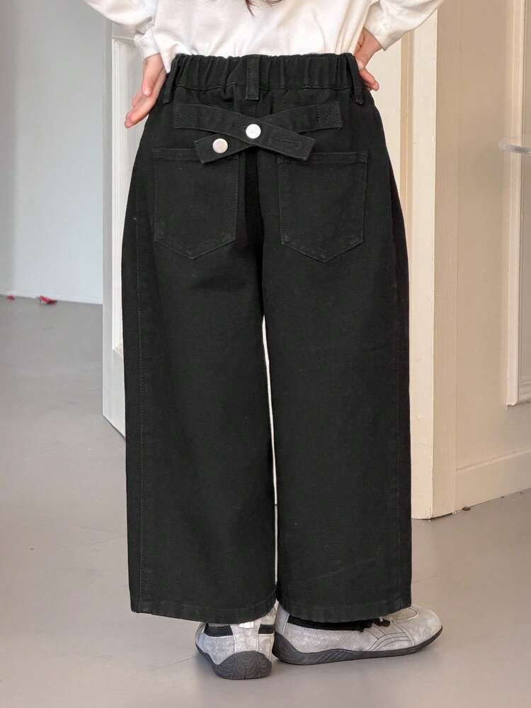 Young Girls Casual Washed Loose Fit Jeans