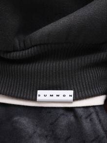 SUMWON Men Zip Up Hoodie Full Front Print Text Casual Streetwear Style Long Sleeve Hooded Sweatshirt Fall Winter - Dark Grey - View 6