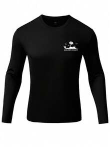 Manfinity KASUA 男士黑色热带字母印花长袖防晒衣 - 白色 - 查看 4