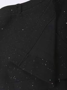 GlowEve 女士不对称下摆亮片短裙，优雅时尚 - 黑色 - 查看 3