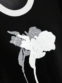 Franclia Áo croptop cổ tròn tay ngắn ôm sát - màu đen - Xem 4
