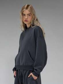 COUREZ Áo hoodie ngoại cỡ in hình đồ họa phía sau / Áo nỉ phong cách Y2K cho nữ, quần áo mùa đông cho nữ, áo hoodie cho nữ, bộ đồ thể thao mùa hè cho nữ. - Màu xanh hải quân - Xem 6