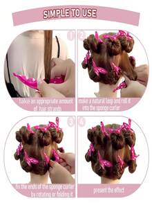 20/10/5PCS Sponge Hair Rollers Soft Hair Curlers,Polka Dot Heatless Hair Curlers,Flexible Soft Pillow,Create Natural Curls, Waves, And Volume,Used During The Day And Night - Multicolor - View 7