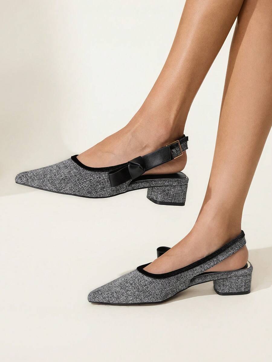 CUCCOO CHICEST Women's Fashionable & Elegant Party Pumps With Bow Decor Valentine's Day - Grey - View 1