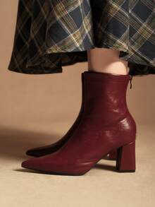 Rosivie Women's Fashion Versatile Pointed Toe High Heel Ankle Boots For Christmas