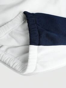 ROMWE MEN 男士套头卫衣，秋冬运动款，巴西配色Logo印花撞色拼接卫衣 - 白色 - 查看 5