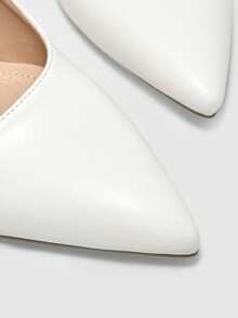 CUCCOO BIZCHIC 女士简约纯色细跟鞋，适合办公室、通勤和休闲穿着 - 糯米白色 - 查看 8