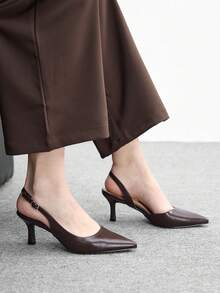 CUCCOO BIZCHIC 女士尖头细高跟黑色简约后跟带高跟鞋，适合通勤、约会、派对、度假等场合 - 咖啡棕 - 查看 4