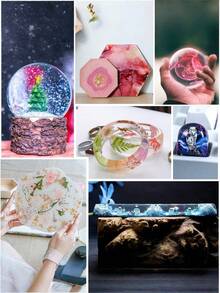 400毫升水晶环氧树脂套装 - 桌面环氧树脂套装 - 适用于树脂模具、桌面、艺术树脂、工艺品、珠宝铸造、DIY、杯子和木制工艺品装饰的环氧树脂，混合比例简单，3:1