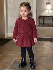 DAZY Toddler Girls' Round Neck Sweater & Skirt 2 Pieces Set, Autumn/Winter