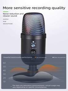 Teckwe USB Microphone Professional Condenser Microphone For Computer Recording Laptop Studio Game Singing Webcast Recording - Black - View 3