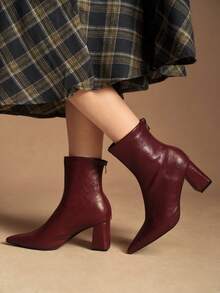 Rosivie Women's Fashion Versatile Pointed Toe High Heel Ankle Boots For Christmas