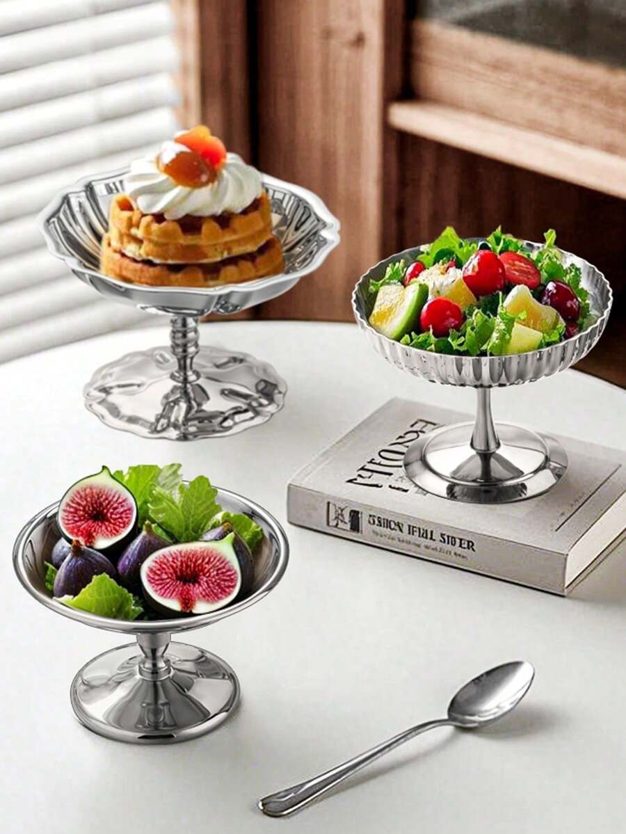 Zazumi Stainless Steel Dessert Cup & Bowl - Multi-Use For Ice Cream, Pudding & Salads, Serving Bowl For Dates, Nuts & Sweets For Afternoon Tea