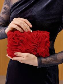 MOTF PREMIUM RUCHED KISS LOCK EVENING BAG,VALENTINES DAY - Red - View 1