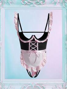 Fantasy Costume 2件套粉色露背露裆女仆装内衣套装 - 彩色 - 查看 1