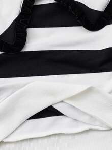 Maija Kids 女童条纹彼得潘领卫衣和裤子休闲套装 - 黑與白 - 查看 7