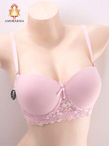 Sujetadores cotidianos para mujeres de talla B -  6 piezas en 6 colores, con diseño de volantes de encaje en los lados laterales. Son cómodos, con banda elástica de gran elasticidad, soporte ascendente, armazón y tirantes ajustables - Multicolor - Ver 9