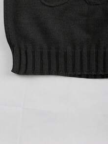 Franclia Plus Size Women's Black Sweater,Fashion Embroidered Pullover Top,Solid Color Autumn Jumper,Versatile Smart Casual Commuting & Vacation Pullover - Black - View 4