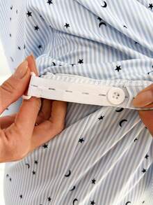 Moonlight&Mama 2pcs Maternity Star & Moon Print Button-Up Collar Long Sleeve Top And Pants Pajama Set - Multicolor - View 7