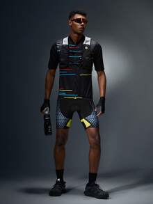 Manfinity Sport Polished Men's Contrast Color Slim Fit High Waist Cycling Shorts