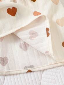 SHEIN Cute Newborn Baby Girl Sleeveless Flared Geometric Heart Print A Line Dress With Ruffle Details And Bows - Multicolor - View 6