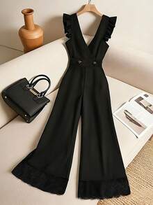 GlowEve Sleeveless Black Casual Jumpsuit With Criss-Cross Neckline Design For Women - Black - View 3