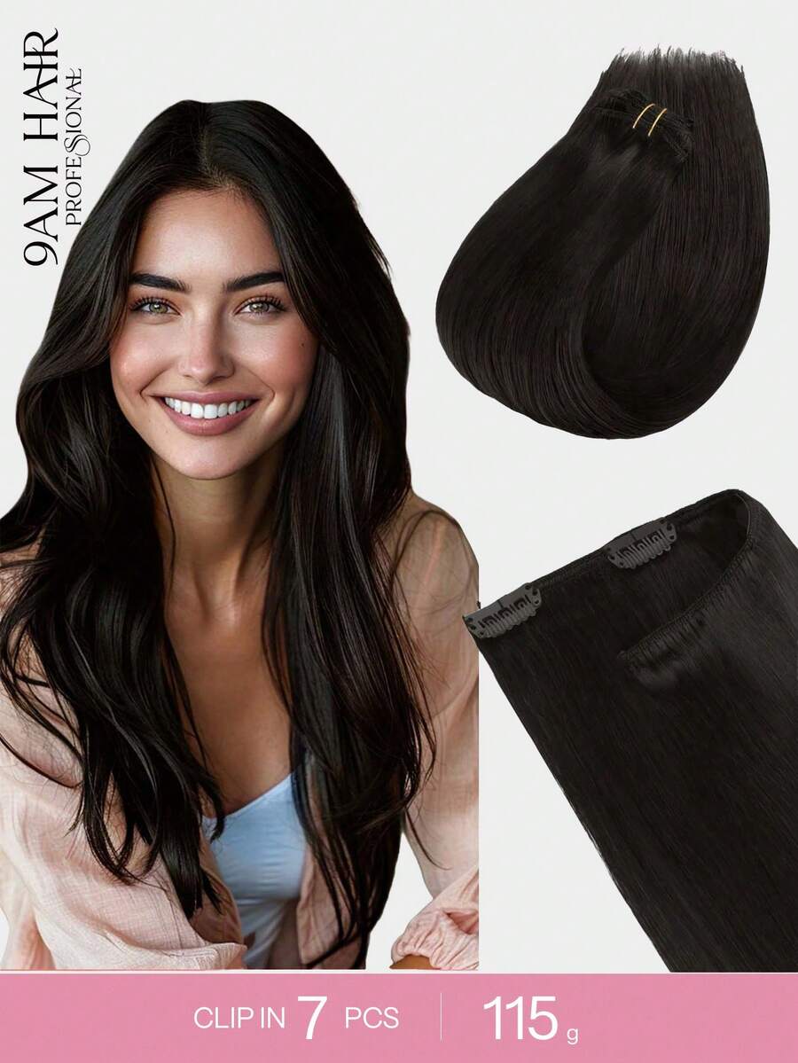 7 CÁI Kẹp Tóc Thẳng 100% Tóc Thật 14-24 Inch 115G Kẹp Tóc Vô Hình Sợi Ngang Đôi Remy Tóc Người Tự Nhiên Cho Phụ Nữ Cô Gái Sử Dụng Hàng Ngày - S1B - Xem 1
