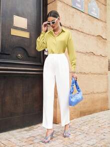 Modelyn 酒红色女士长袖衬衫 - 黃色 - 查看 5