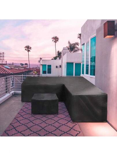 Waterproof Furniture Cover Outdoor Garden Sofa Table Cover Dustproof Black 210D Furniture Covers For Rattan Table Sofa