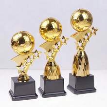 1 Pc Plastic Golden Ball Awards Trophy Model Soccer Competition Winner Award Trophy Toy Craft Souvenirs Excellent Player Award Small Prize Cup - Multicolor - View 2
