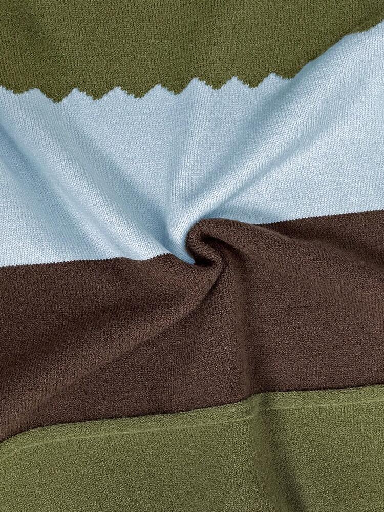 Plus Size Women's Casual Home Daily Oatmeal Green Khaki Spliced Drop Shoulder Inner Comfortable Warm Autumn Winter Pullover Sweater Business Casual Woman,Holiday,Country Tops