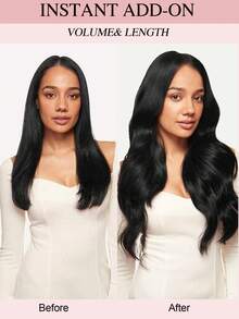 4 Pcs Body Wave Clip In Hair Extensions For Full Head 16-20" Wavy Human Hair Extensions Clip Ins Natural Black Remy Hair Extensions For Women Clip In Hair Extensions - Natural Black - View 5