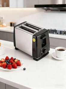 Teckwe 2 Slice Compact Size Stainless Steel Body PFOA Free Non Stick Coating Automatic Toaster With 7 Browning Levels Defrost Reheat Cancel Bagel Functions Extra Wide Slots Adjustable Height Control Removable Crumb Tray Cool Touch Handle Quick Heating Black Color Mini Toaster Breakfast Maker - Multicolor - View 5