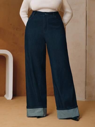 Anewsta 新款大码女装时尚派对及情人节经典蓝色直筒牛仔裤