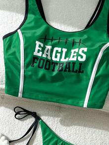 Swim Vcay Women's Summer Beach Letter Print Fashionable Bikini Swimsuit Set - Multicolor - View 5