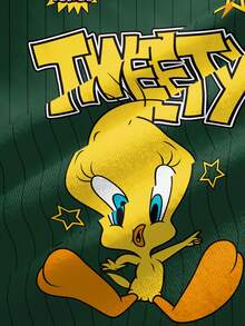 LOONEY TUNES X SHEIN Plus Size Summer Casual Letter & Cartoon Graphic Round Neck Short Sleeve T-Shirt - White - View 7