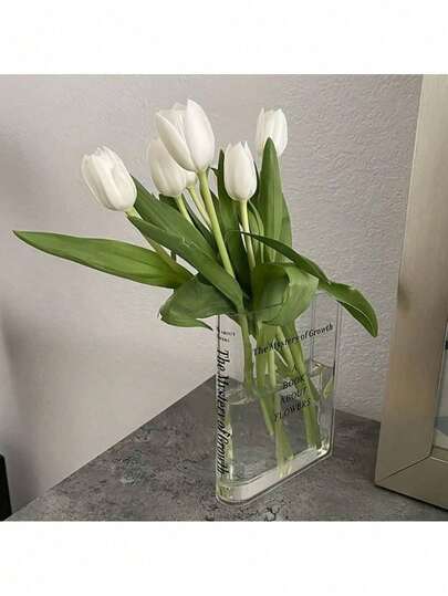 Bookend Vase For Flowers, Cute Bookshelf Decor, Unique Vase For Book Lovers, Artistic And Cultural Flavor Acrylic Vases For Home Office Decor, A Book About Flowers Valentine's Day, Valentines Wedding, Birthday,Fall Decor