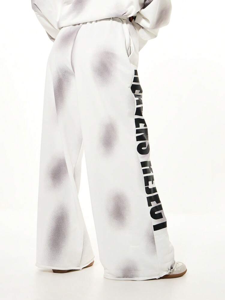 SUMWON WOMEN Pantaloni da jogging oversize a gamba larga con grafica e strisce laterali