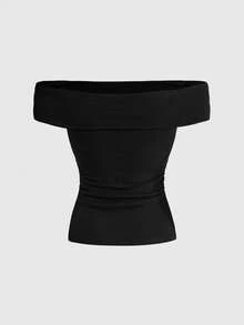 ROMWE Grunge Punk Top corto negro sin tirantes con cordón y adornado con tachuelas y cristales, estilo Y2K - Negro - Ver 2