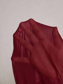 Poéselle Women's Fashionable Sexy Sheer Wrap Long Sleeve Bodysuit, Autumn