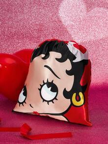 Betty Boop x SHEIN 可爱卡通图案印花抽绳旅行收纳袋，表面光滑闪亮，多种尺寸可选，适合各种尺寸的行李箱，非常适合短途旅行、长途旅行、日常家庭收纳等各种场合，适合女孩、女士和学生，俏皮可爱，充满爱意，是送礼佳品，也适合派对、节日、情人节等场合。 - 彩色 - 查看 7