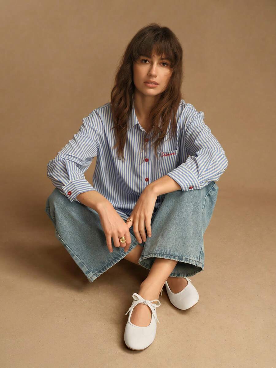 Rosivie Zapatos planos versátiles y casuales con cordones para uso diario de las mujeres - Blanco - Ver 1